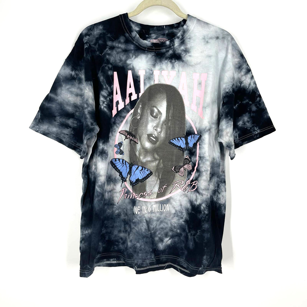 Aaliyah Princess‎ Of R&B One In A Million Portrait Tie Dye T-Shirt Size 1X NWOT